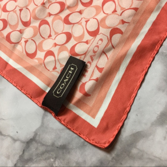 Coach Orange/White Signature Logo Scarf Wrap - Picture 3 of 5